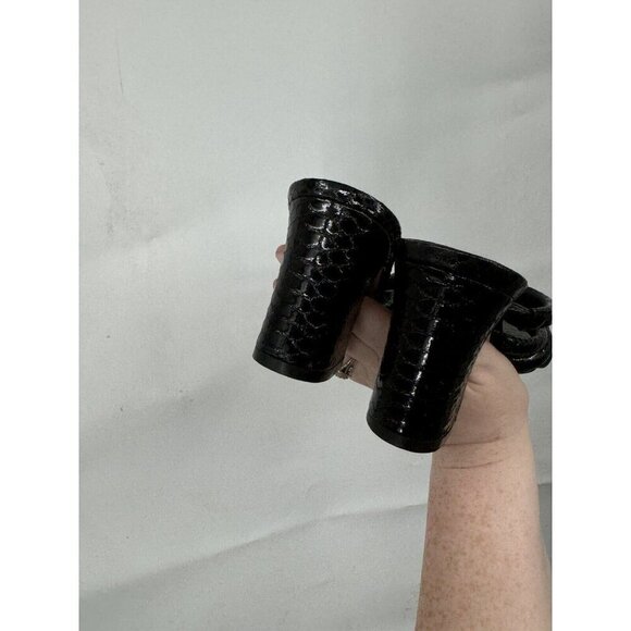 Donald J. Pliner Sandal Heels Women 7.5 Black Reptile‎ Snake Print Block Chunky - Picture 6 of 7